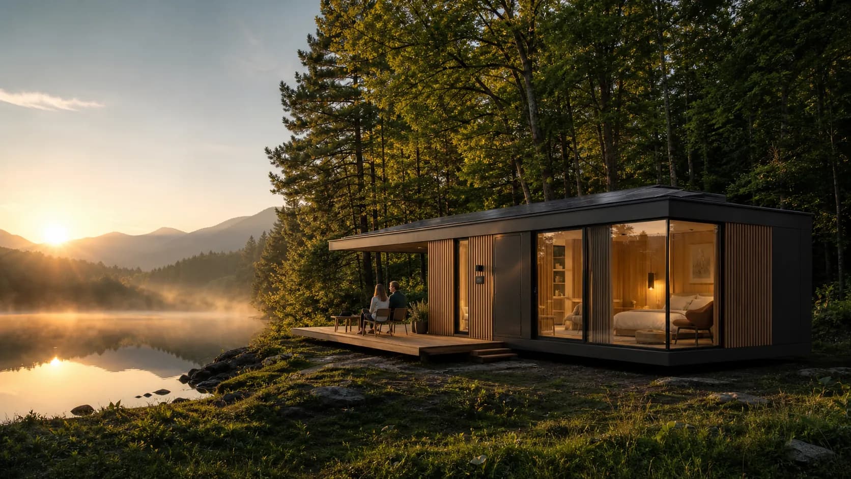 Unitate MELC HOTEL amplasată lângă un lac de munte, la răsărit